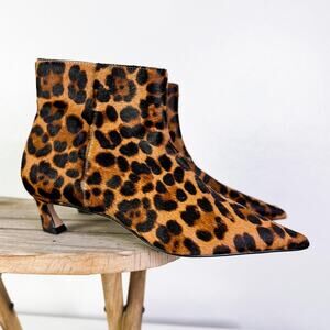 Gianni Bini Georgina Leopard Genuine Calf Hair Boots Indie Western Boho 6.5 NEW